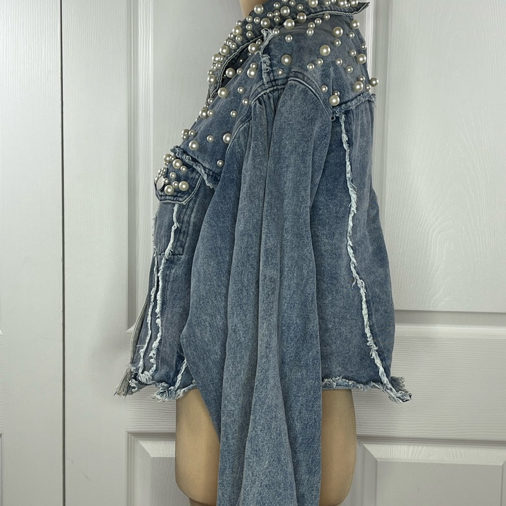 POL Light and Dark Blue Studded Denim Jacket M - Picture 14 of 17